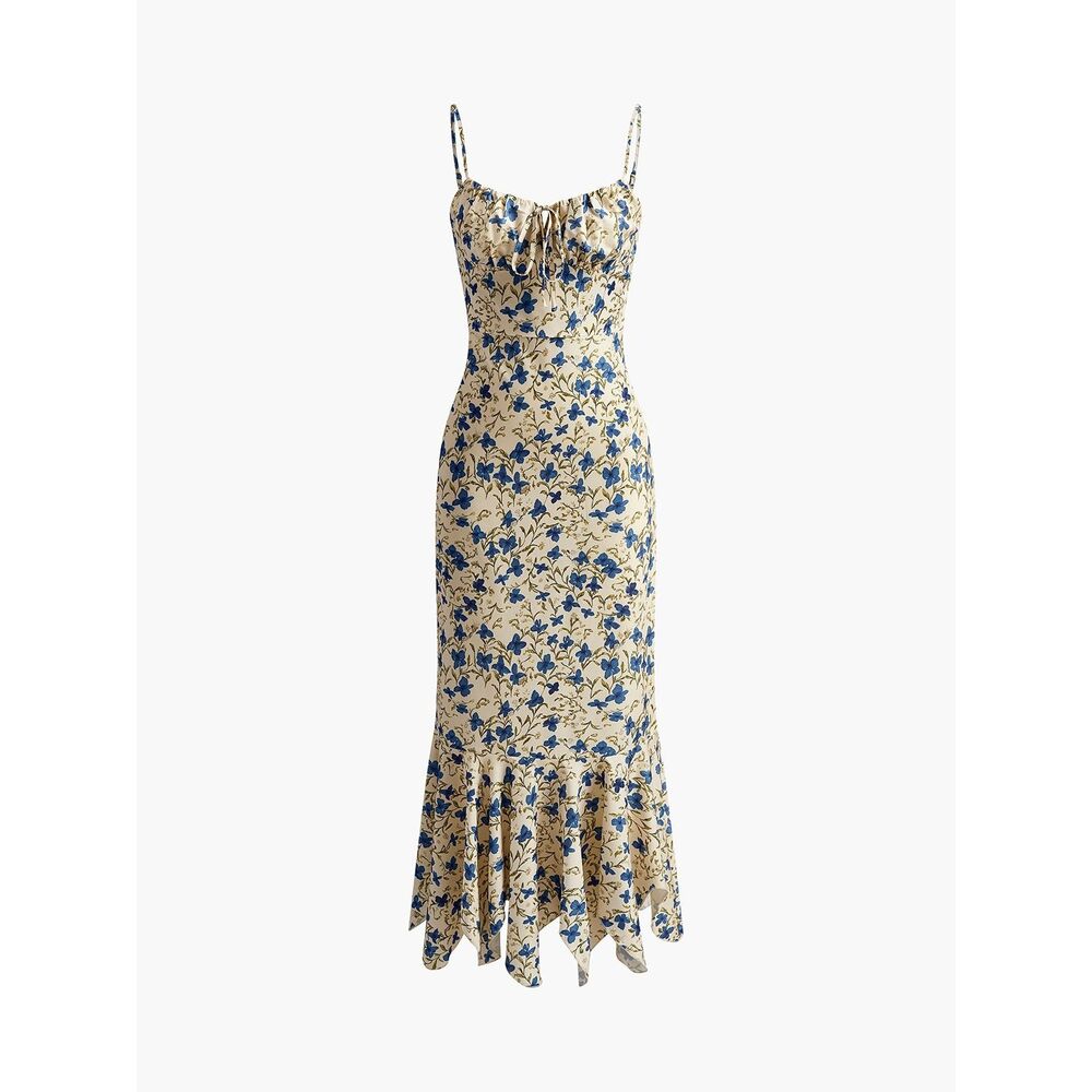 Commense Floral Print Knotted Long Dress Size Medium